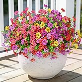 Hrobek Fake Flowers for Outdoors Faux Plants Outside Indoor,UV Resistant Realistic Silk Artificial Daisy for Home Patio Garden Back Yard Front Poch Decor Spring Summer(12 Bunches,4 Multi Colors)