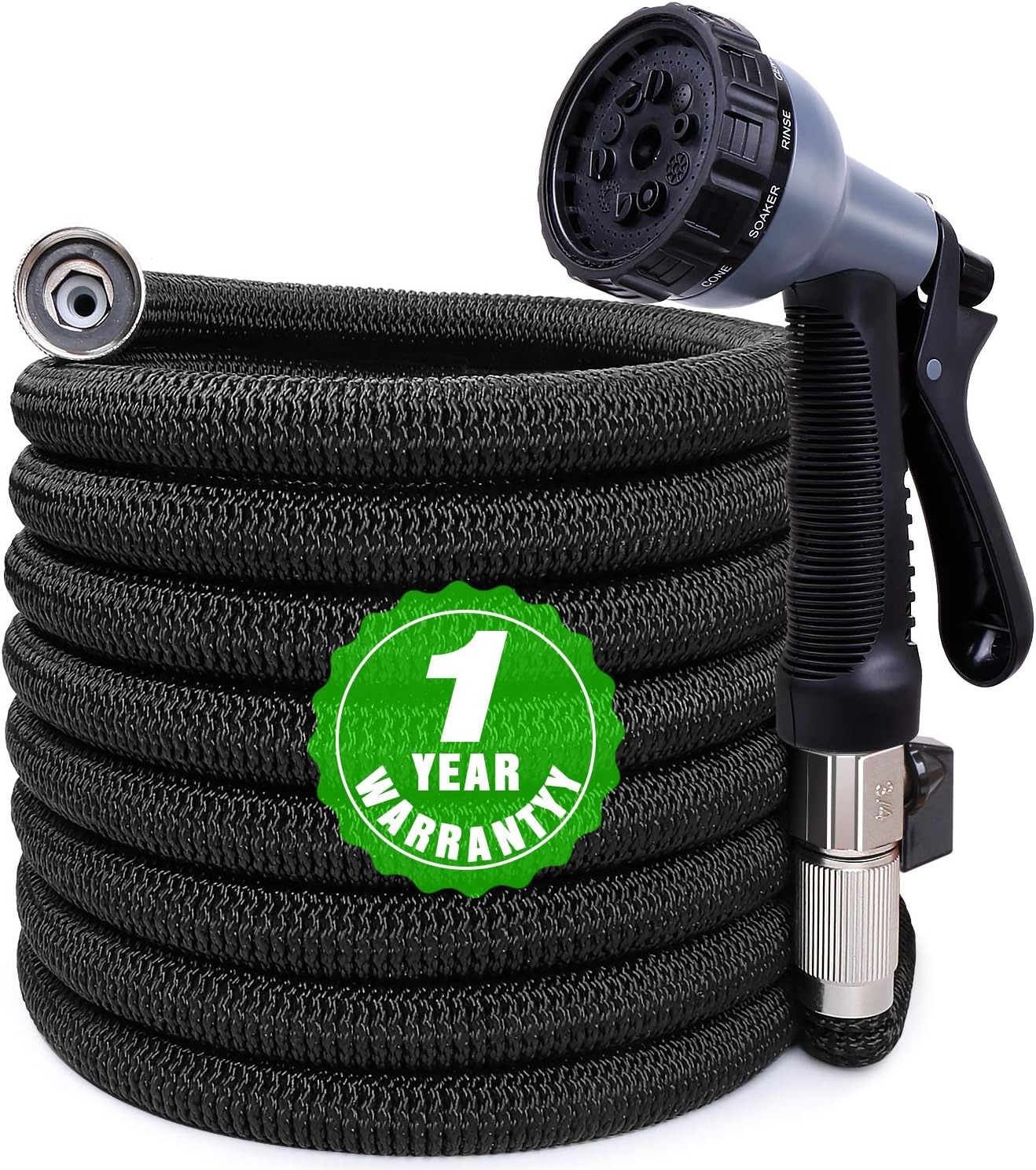 Expandable Garden Hose 100ft, Kink Free Water Hose with 10 Functions Nozzle, Flexible Hose Outdoor Yard Hose Lightweight Expanding Garden Hose Black, Freshwater Hoses
