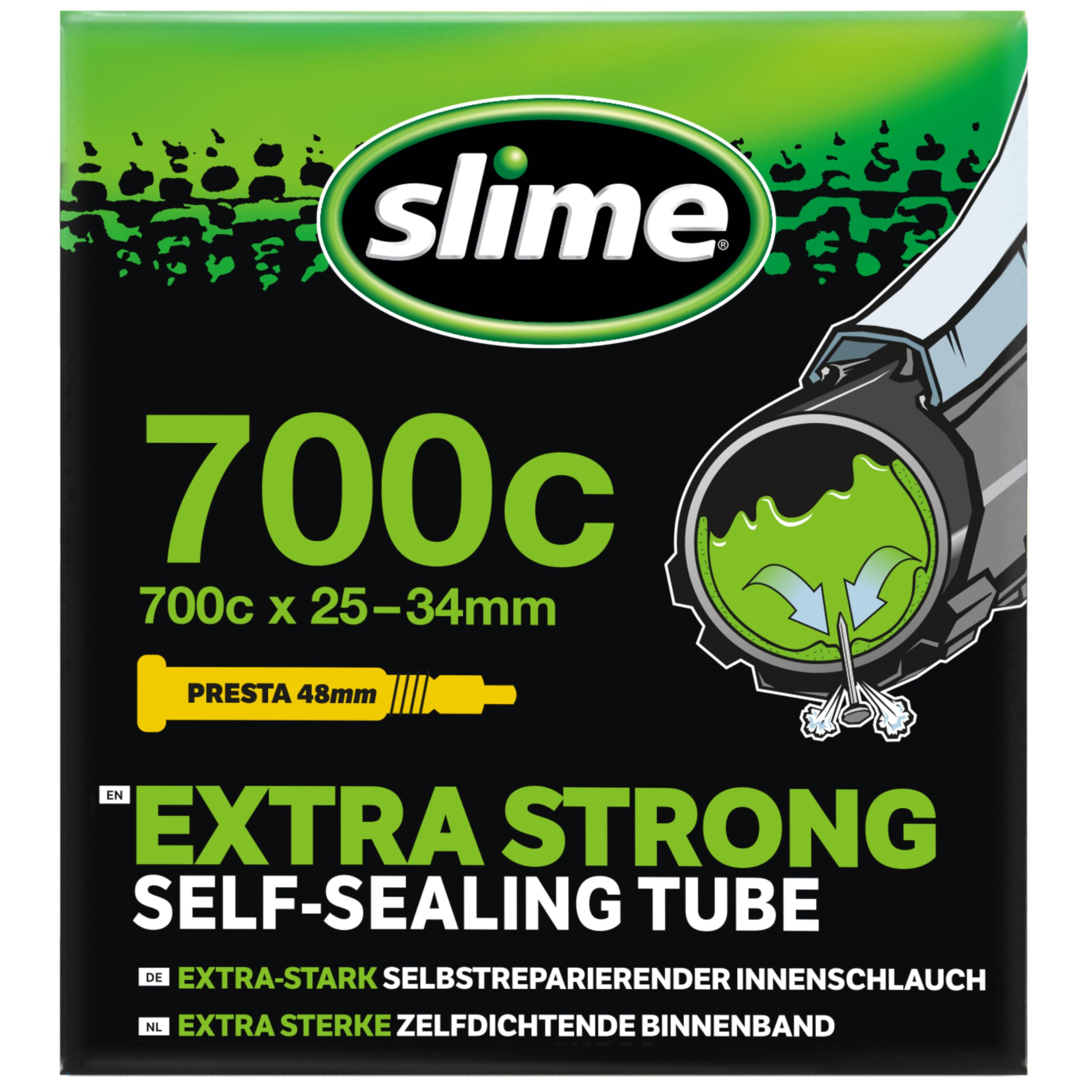 Slime 30062 Bike Inner Tube with Slime Puncture Sealant, Self Sealing, Prevent and Repair, Presta Valve, 700c x 25-34mm — image 1