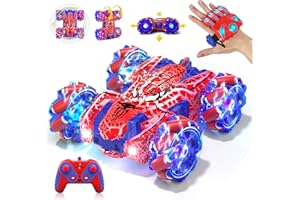 SOGAWEBB Spider Gesture Sensing Remote Control Car, Double Sided RC Cars with Full-Body Light, 2.4GHz Hand Controlled Rechargeable RC Stunt Car Toys for Boys 4 5 6 7 8 9 10 11 12