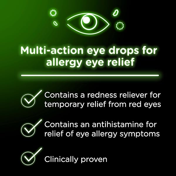VISINE ALLERGY EYE RELIEF MULTI-ACTION ANTIHISTAMINE & REDNESS RELIEVER EYE DROPS WITH PHENIRAMINE MALEATE & NAPHAZOLINE HCL, EYE DROP TREATMENT FOR RED, ITCHY, ALLERGY EYES, 0.5 FL. OZ, 2 PACK