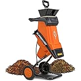 SuperHandy Wood Chipper Shredder Electric 1.5" (39mm) Max Wood Capacity 17:1 Reduction 15A 1800W 120VAC Dual Edge Blades for 