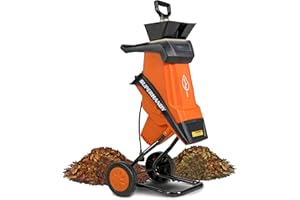 SuperHandy Leaf Shredder Mulcher, Corded Electric, 17:1 Reduction, 15A 1800W 120VAC Dual Edge Blades, for Brush, Sticks, Dry Debris