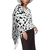 QIWCANM Women's Warm Scarf Dalmatian Print Tassel Scarf Black And White Dot Cows Skin Print Shawl Warm Ladies Gift