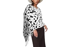 QIWCANM Women's Warm Scarf Dalmatian Print Tassel Scarf Black And White Dot Cows Skin Print Shawl Warm Ladies Gift