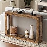 YATINEY Farmhouse Console Table, 47.2 Inches Wooden Sofa Table, Behind Couch Table with Storage, Industrial Hallway Accent Table for Living Room, Entryway, Hallway, Rustic Brown CT24BR