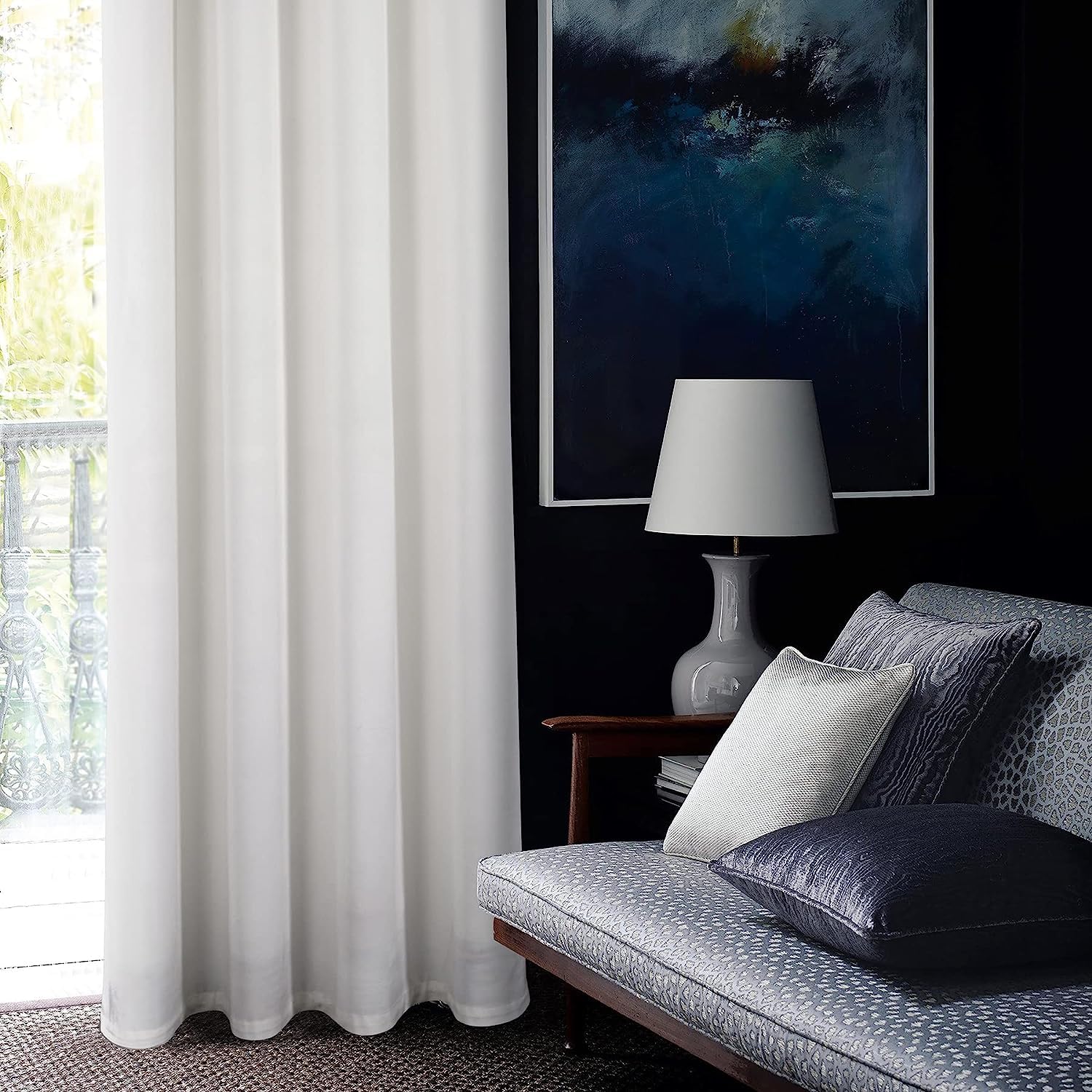 always4u Super Soft Velvet Curtains White Blackout Curtains 90x90 Inches Eyelet Thermal Insulated Fully Lined Window Treatment for Living Room 1 Pair