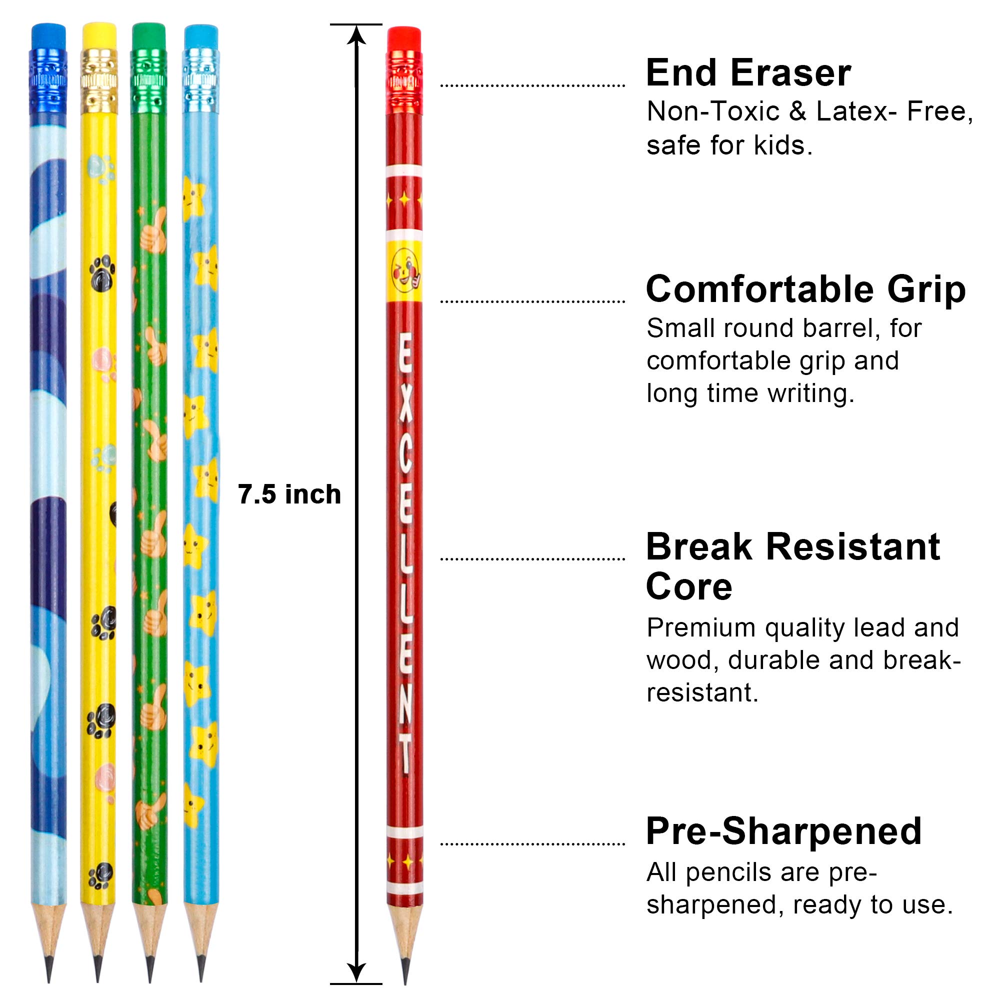 Shuttle Art Assorted Colorful Pencils, 180 Pack Kids Pencil Bulk with 12 Designs, #2 HB, Pre-sharpened Awards and Incentive Pencils for Kids School Home Party, easter pencils bulk