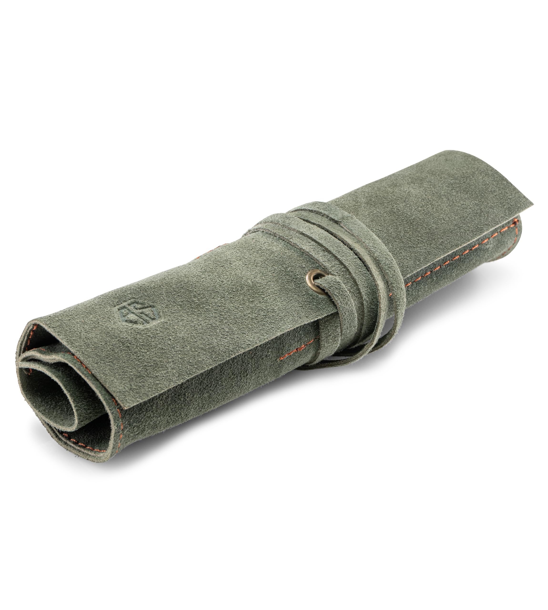 Angus Stoke Leonardo Leather Rolling Pencil Case for Pens, Brushes and Accessories – Leather Case – Handmade, Green Olive, 30 x 20 cm — image 1
