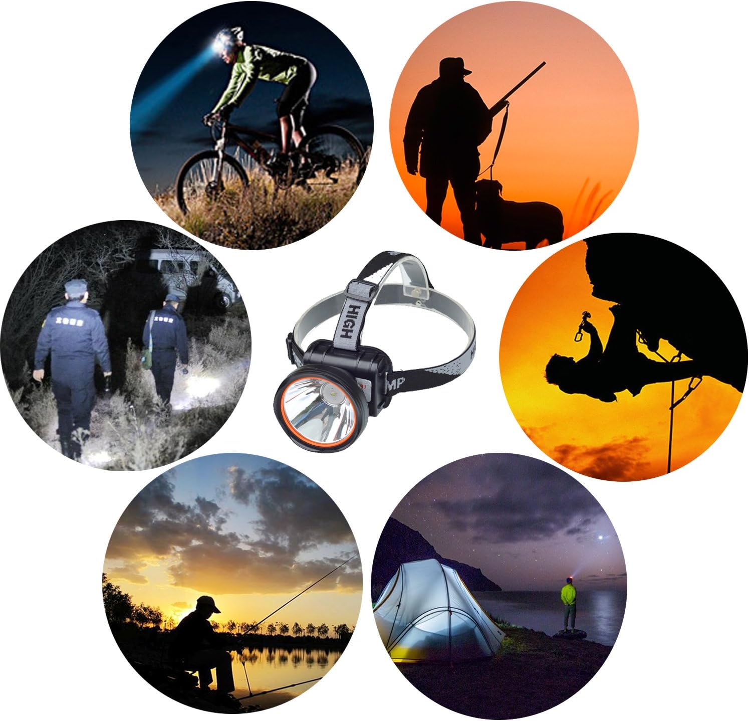 ODEAR Super Bright LED Rechargeable Headlamp Flashlight Torch HeadLamp for Mining Camping Hiking Fishing: Sports & Outdoors
