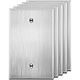 LIDER Blank Metal Wall Plate, Blank Outlet Cover, Corrosion Resistant, Mid-Size 1-Gang 4.88" x 3.11", LMWP-01M-SS-5P, UL List