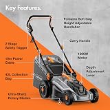 VonHaus 1600W Electric Lawn Mower 42L Bag 380mm Width 10m Cable view 6