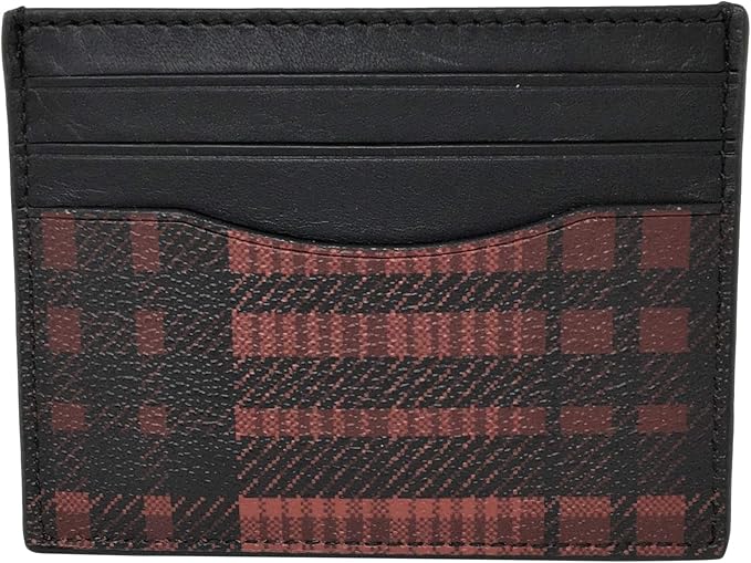 Amazon Coach Slim ID Card Case With Twill Plaid Print Red Multi F39760