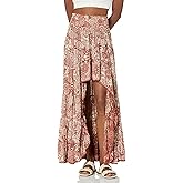 Angie Womens Angie Women's Printed Tiered Hi Low Skirt