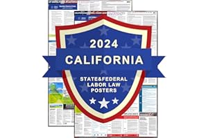 DongYiSheng 2024 California State and Federal Labor Laws Poster - OSHA Compliant UV Waterproof Laminated 24"" x 36"" English and Spanish Version 2PCS Folded, DYS-2024