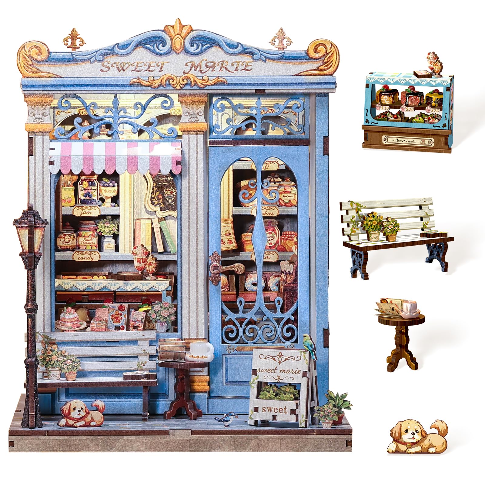 Photo 1 of Cutefun Book Nook Kit - DIY Miniature House Kit for Adults and Teens, 3D Wooden Puzzle Mini House Building Kit with LED, Dollhouse Kit Bookshelf Insert Decor Creative Gifts (Sweet Marie)
