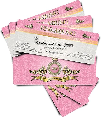 Cartes D Invitation Anniversaire Vip Rose Royal Amazon Fr Fournitures De Bureau