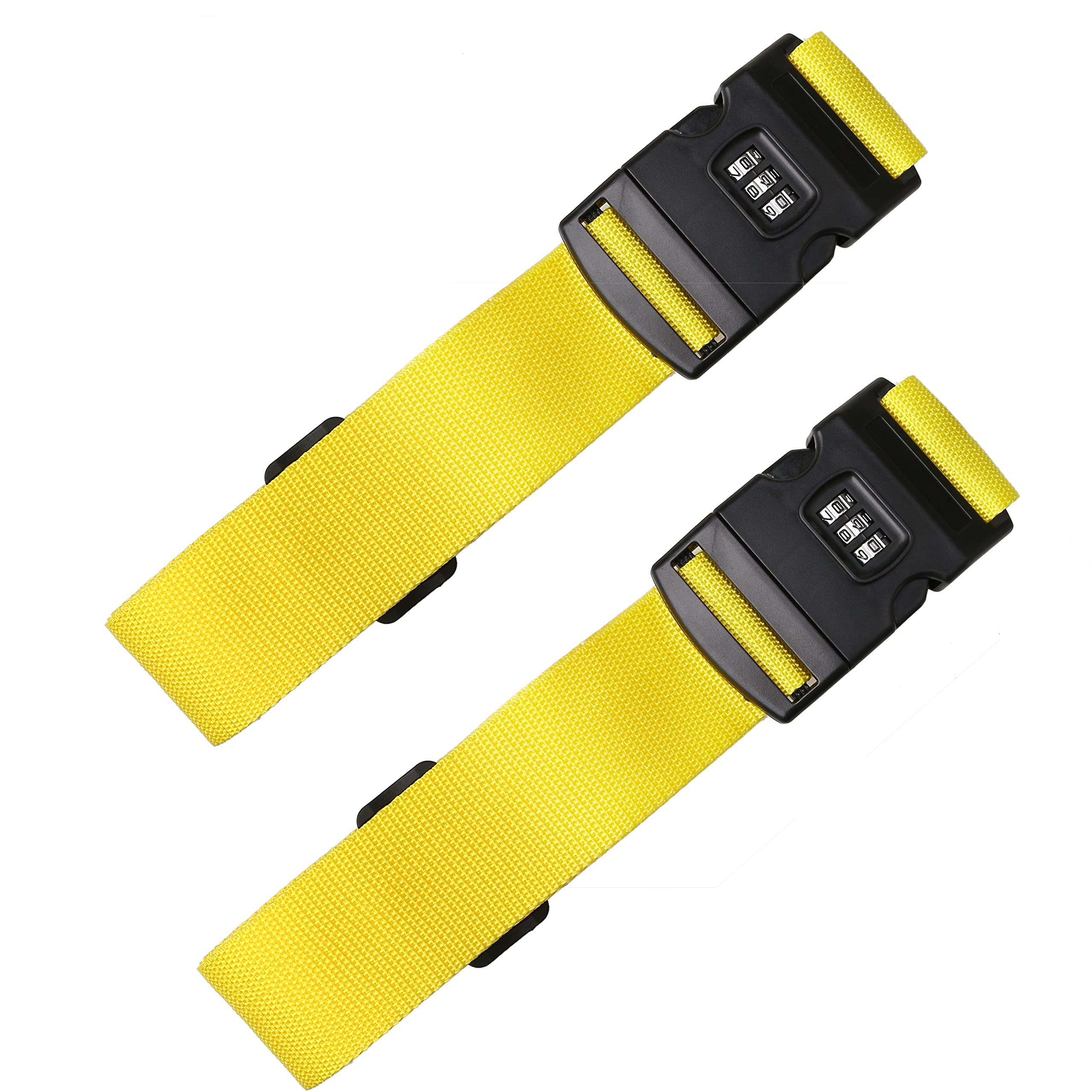 2Pcs Luggage Straps,Yellow Packing Belt Suitcase Straps on Your Trip with Coded Lock （1.97 in*78.74 in）
