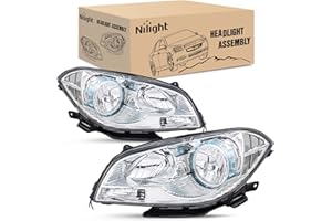 Nilight Headlight Assembly Compatible with 2008 2009 2010 2011 2012 Chevy Malibu 4 Door Halogen Factory Headlamp Chrome Housi