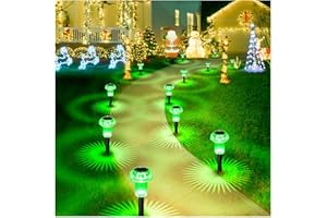 Priddop Solar Lights Outdoor Pathway Lights 8 Pack LED Waterproof Green Mushroom Shape for Garden Driveway Walkway Landscape Path Lawn Yard Decor
