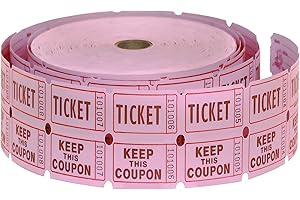 HENRY DOTS 50/50 Raffle Tickets Double Roll - 2000 Ticket Count Per Roll - Easy Tear Away Stubs for Contact Info - Raffle Drum Tickets Roll for Drinks, Carnival, Chinese Auction, Events (Pink)