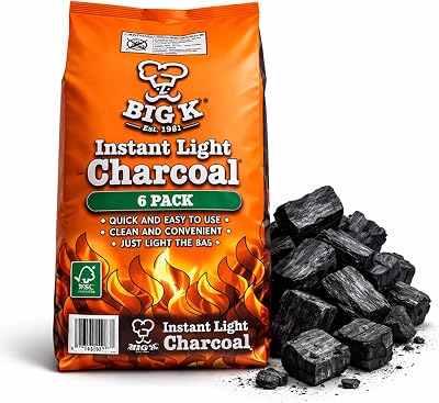 Topline Big K Instant Light Lumpwood Charcoal 6 x 1kg Bags