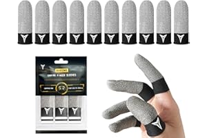 NUOZME 2025 Upgrade: Longer Size for 5 Fingers,Visible Pure Silver & Carbon Fiber Professional Finger Sleeves for Mobile Gaming–No Rubber Band, Maximum Touch Sensitivity, Anti-Sweat,10 Pack (M)