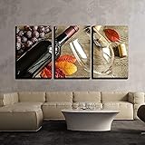 wall26-3 Piece Canvas Wall Art - Red Wine - Modern Home Art Stretched and Framed Ready to Hang - 24"x36"x3 Panels