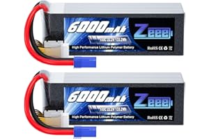 Zeee 6S Lipo Battery 6000mAh 22.2V 100C with EC5 Connector Soft Pack RC Battery for RC Car Truck RC Airplane Helicopter Quadcopter Boat (2 Packs)