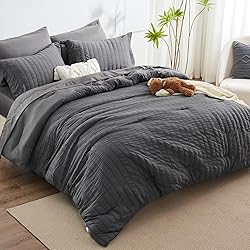 CozyLux King Seersucker Comforter Set with Sheets