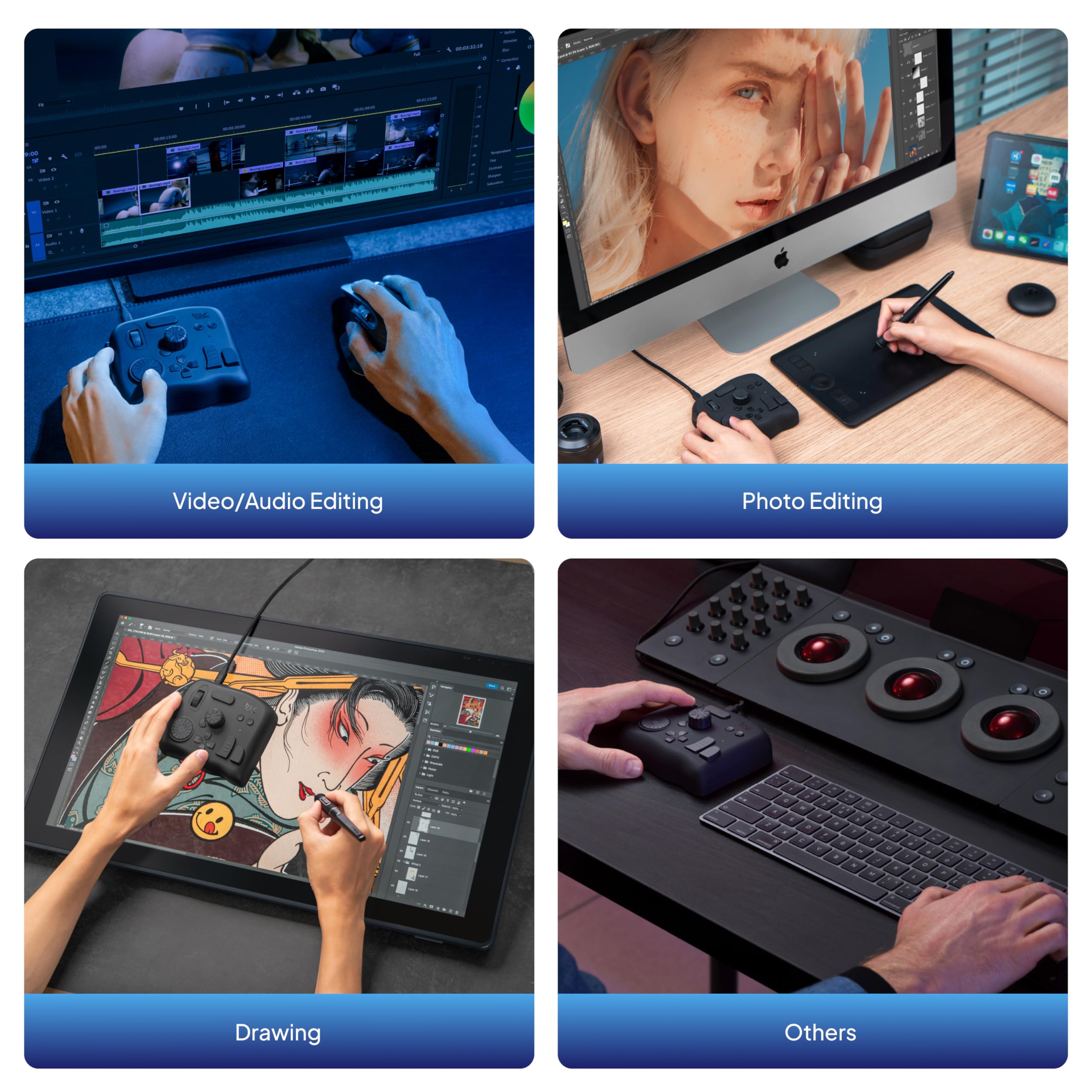 TourBox NEO - Custom Controller for Photo Video Editing, Color Grading, Ilustration, MacOS/Windows, Photoshop Lightroom Davinci Resolve After Effects Premiere FCPX Programmable Keyboard Bundle