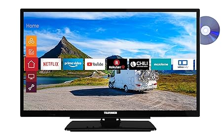 Telefunken XF22G501VD 55 cm (22 Zoll) Fernseher (Full HD, Triple Tuner, Smart TV, Prime Video, DVD-Player integriert, 12 V, A