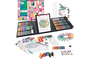 KIDDYCOLOR 211pcs Kids Art Supplies, Portable Painting & Drawing Art Kit for Kids with Oil Pastels, Crayons, Colored Pencils, Markers, Double Sided Trifold Easel Art Set for Girls Boys Teens 3-12