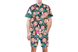 YZPPDHFC Custom Hawaiian Shirt with Face, Personalized Hawaiian Shirt with Face, Print a Picture on a Shirt and Short