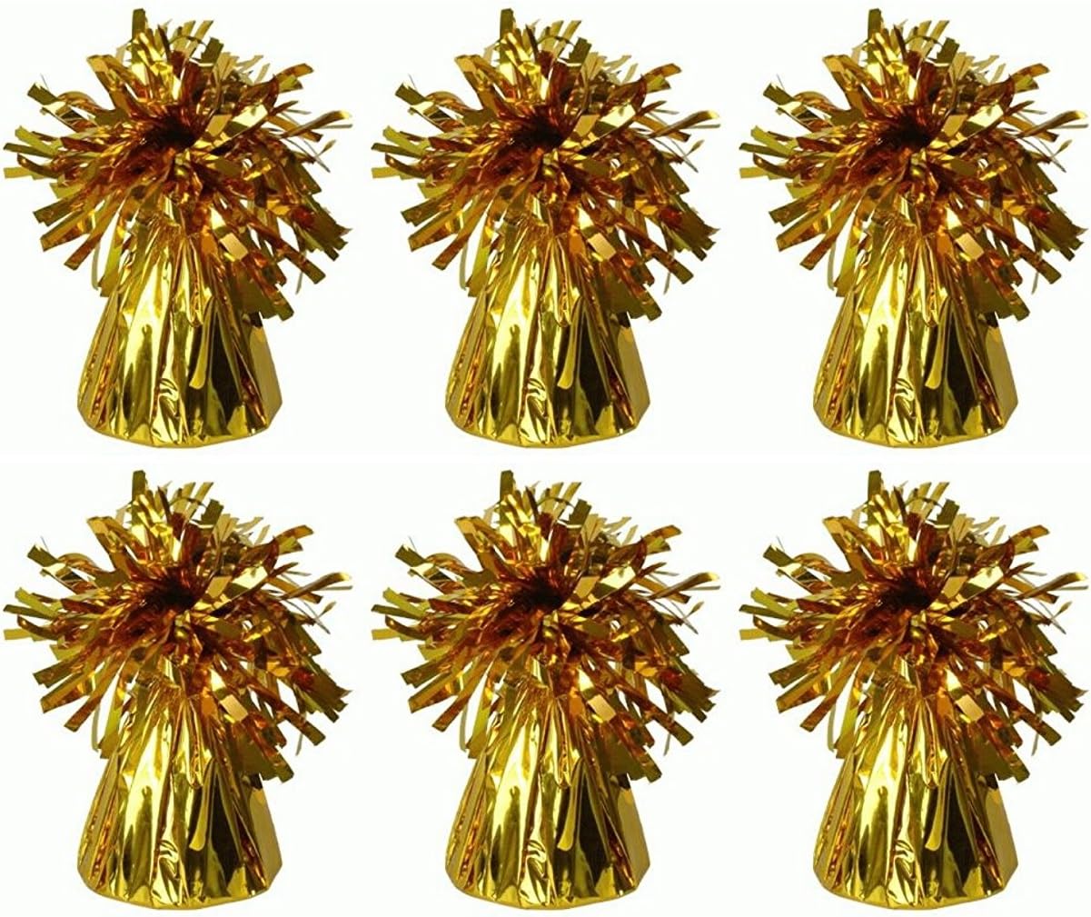 B&S Trendz Balloon Weights 6 Pack Gold Foil, Suitable for Helium Balloons at Birthdays Parties, Events