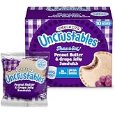 Smucker&rsquo;s Uncrustables Peanut Butter &amp; Grape Jelly Sandwiches, 10 (Frozen) | 2-oz. frozen sandwiches, Fridge Friendly for up to 5 days, Unbeatably Soft Bread baked with no artificial preservatives