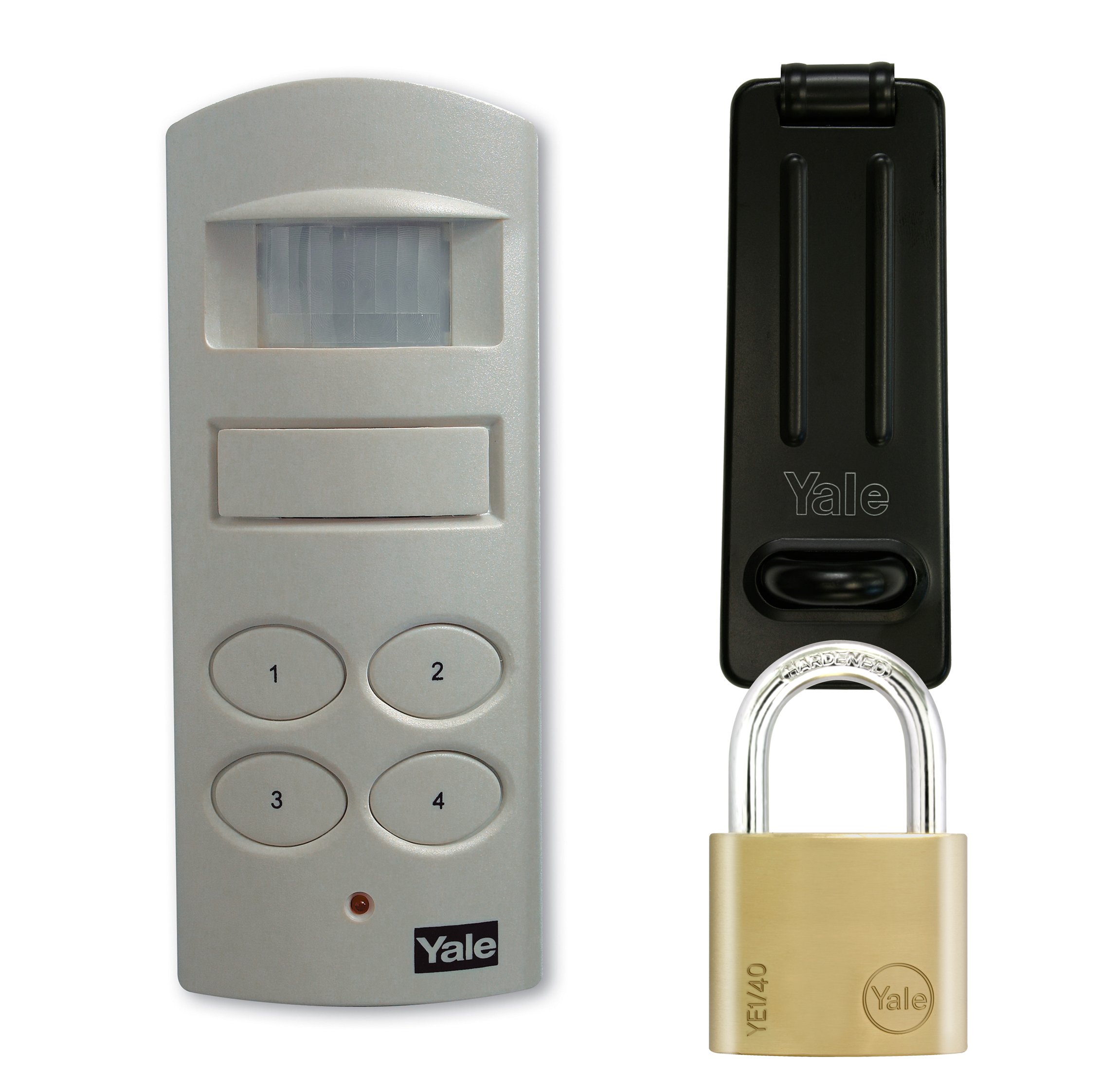 Yale P-SHPK-01 Wireless Shed and Garage Alarm with Padlock and Hasp, White, 40 mm