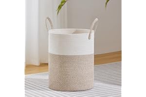 VIPOSCO Large Laundry Hamper, Tall Woven Rope Storage Basket for Blanket, Toys, Dirty Clothes in Living Room, Bathroom, Bedro
