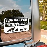 I Brake for Critters Car Decal, Funny Turtle, Rabbit, Dog, Cute Animal Meme Decals, Vinyl Waterproof 8 inch Bumper Sticker for Trucks Window, Car Accessories Decorations Gifts for Friend Mom Dad