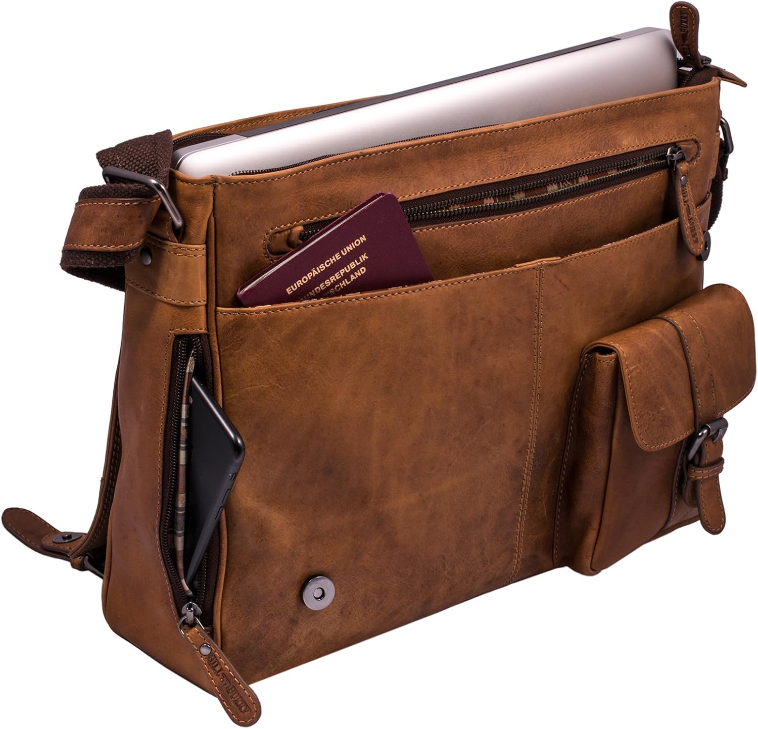 Notebooktasche aus hochwertigem Rindsleder EchtLeder Umhängetasche