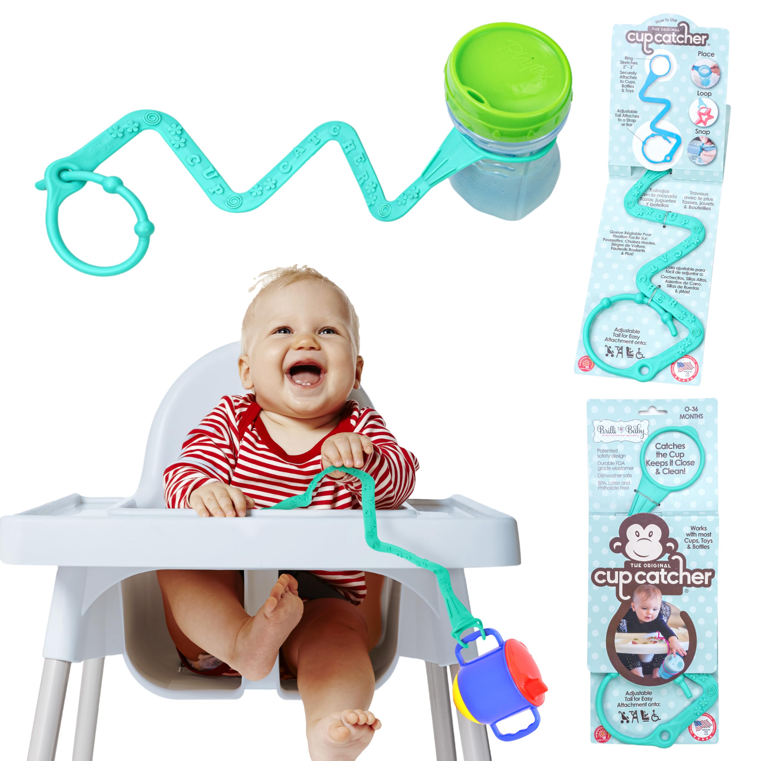 Brilli Baby Cup Catcher by - Catches The Cup, Keeps It Close & Clean! … (Aqua)