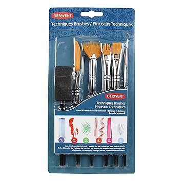 DERWENT Technique Brush Set with 6 Assorted Brush Designs