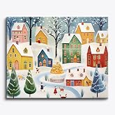 Craftoria Paint by Numbers for Adults 40"x50"cm Framed City Whimsical Winter Village 24 Colors