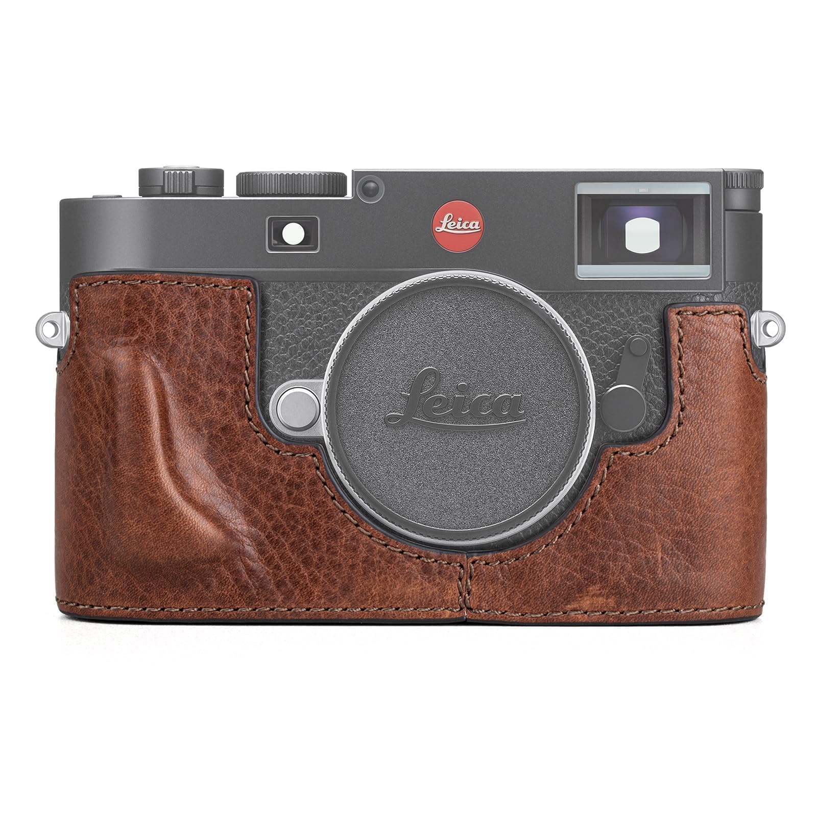 MUZIRI KINOKOO Case for Leica M11 M11-P M EV1, Premium Genuine Leather Protective Half Case for Leica M11/M11-P/M-EV1 Camera, with Hand Grip and Opening Bottom Design - Brown