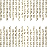 100Pcs Necklace Chain Extender for Jewelry Making,Stainless Steel Bracelets Extender Bracelet Chain Extenders Chains Extensions Tails for Necklaces Bracelet,Anklets,Jewelry Making Supplies(Gold)