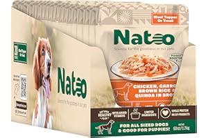 Natoo Dog Food Topper for Picky Eaters, Dog Treat (Chicken, Carrot, Brown Rice, & Quinoa) Dog Toppers for Dry Food, Wet Meal Toppers for Dogs & Puppies, Limited Ingredient Dog Food (Case of 20) 3oz Ea