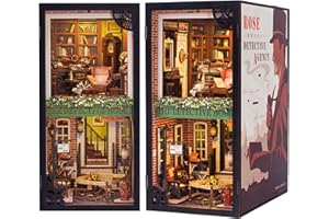 CUTEBEE DIY Book Nook Wooden Miniature House Dollhouse Kit - Bookshelf Insert Decor Booknook Bookcase Model Build Creativity 