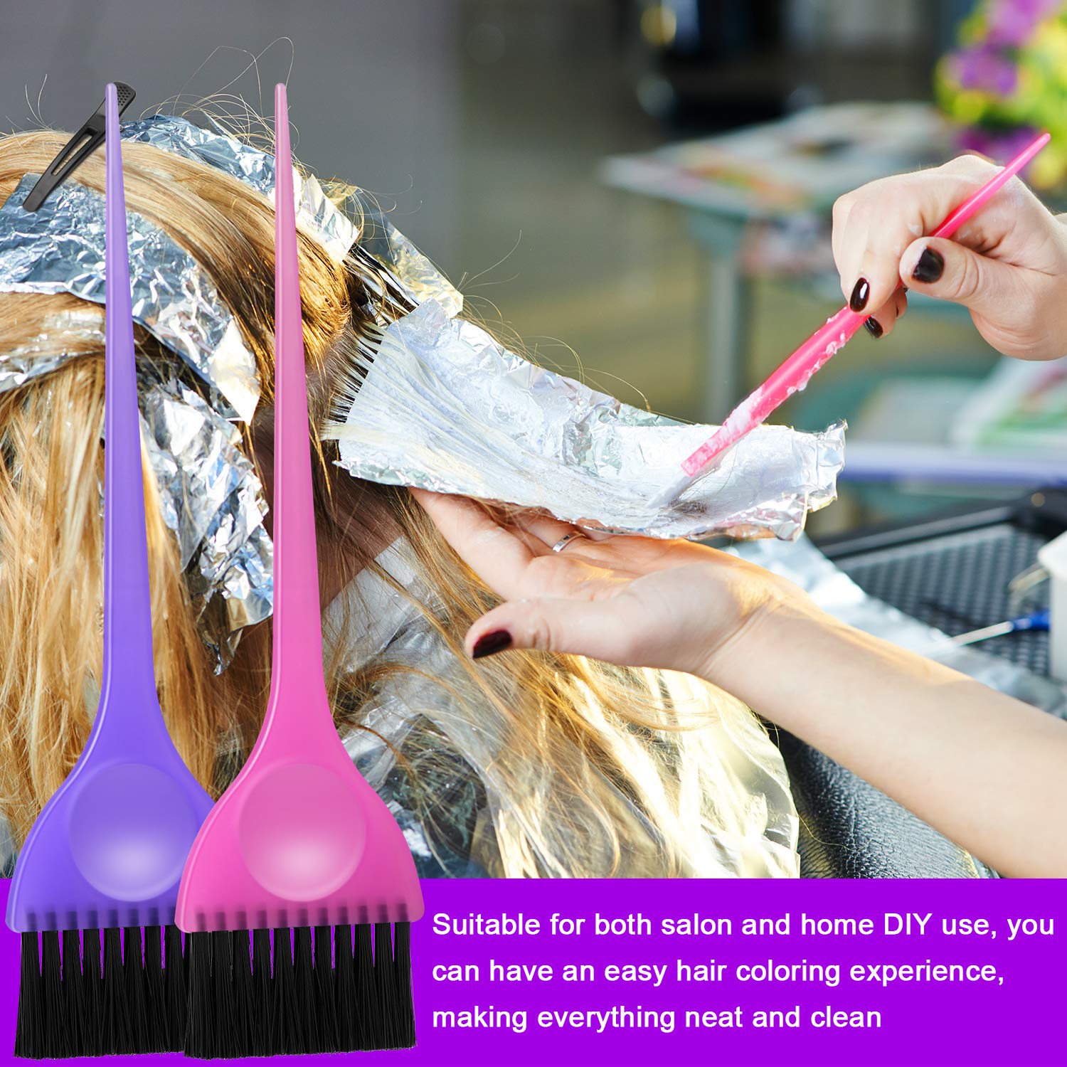 8 Pieces Hair Dye Brushes Hair Dyeing Coloring Brushes Hair Bleach Tinting Brushes with Black Bristles for Salon Home DIY Dyeing Styling Favors: Beauty