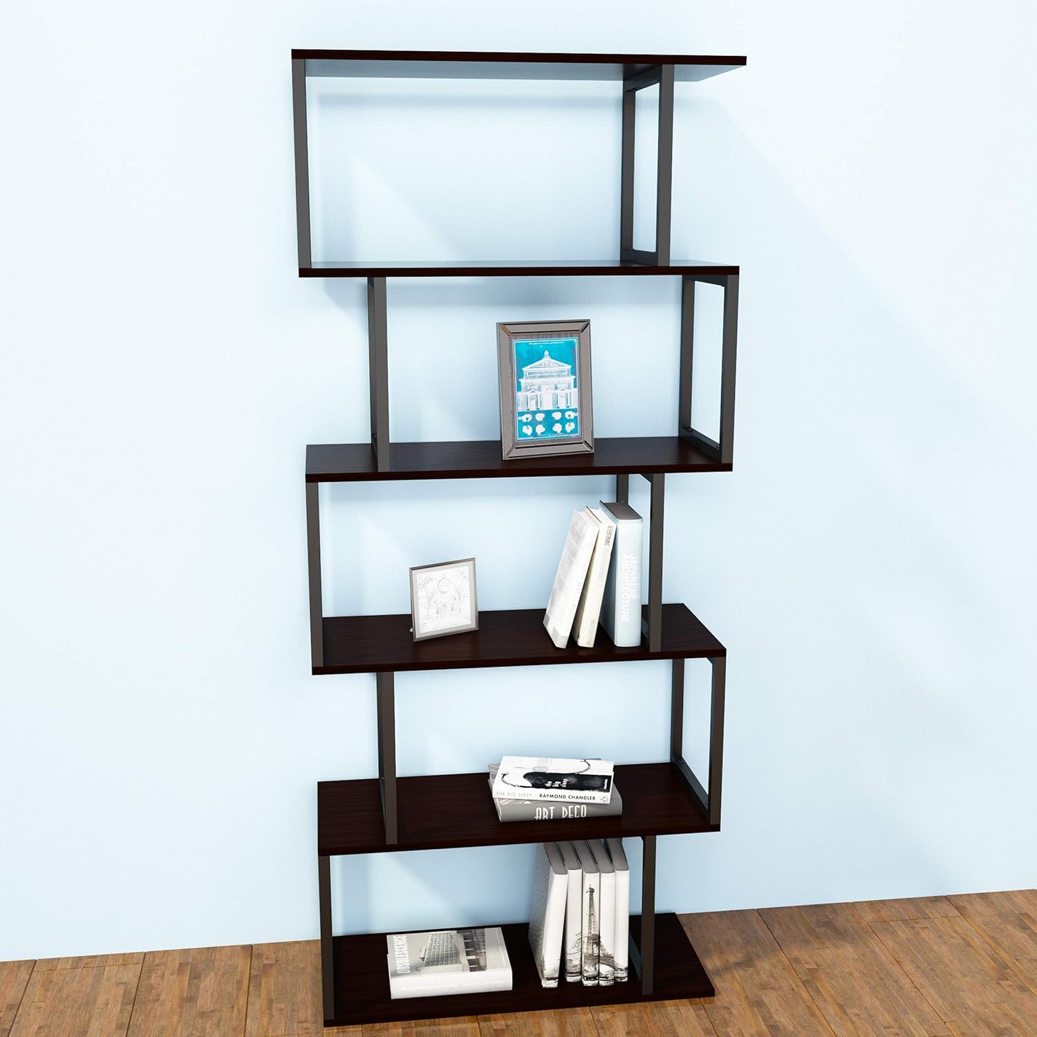 JOISCOPE Bookshelf Rack, 5Tier Industrial EasyAssembly Metal Frame