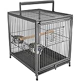 PawHut 22" Heavy Duty Wrought Iron Travel Bird Cage Carrier with Handle Perch and Accessories